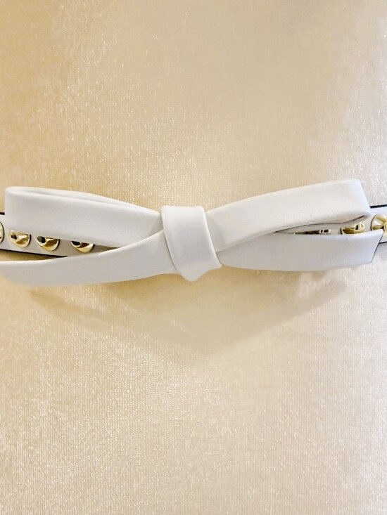 Prada Leather Belt White Gold Studs and Leather Bow Size: XS 70/28 main image 9